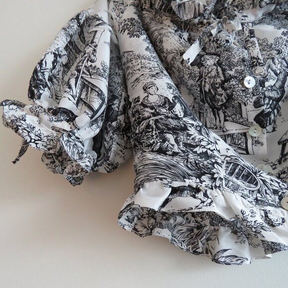 DAKOTA JINX Claudinha Ruffle Blouse in Black Toile Jolie Romantic - Size L - Picture 11 of 15